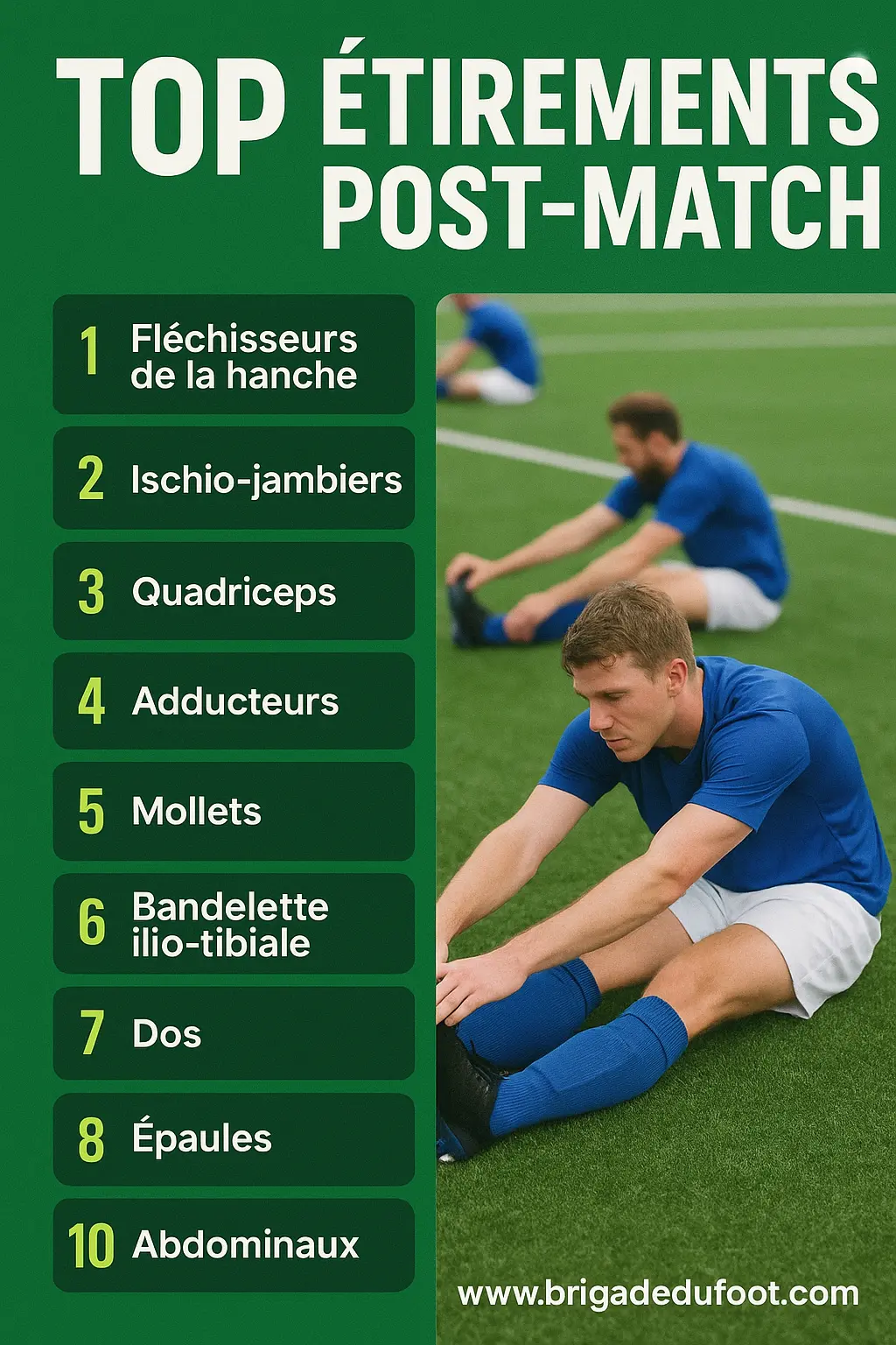 Top 10 étirements post-match football amateur