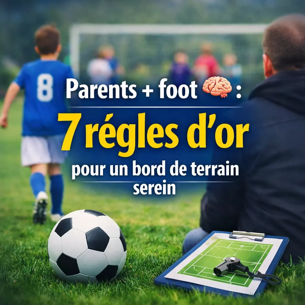 Parents au bord du terrain de football amateur avec titre article 7 règles d’or pour un bord de terrain serein