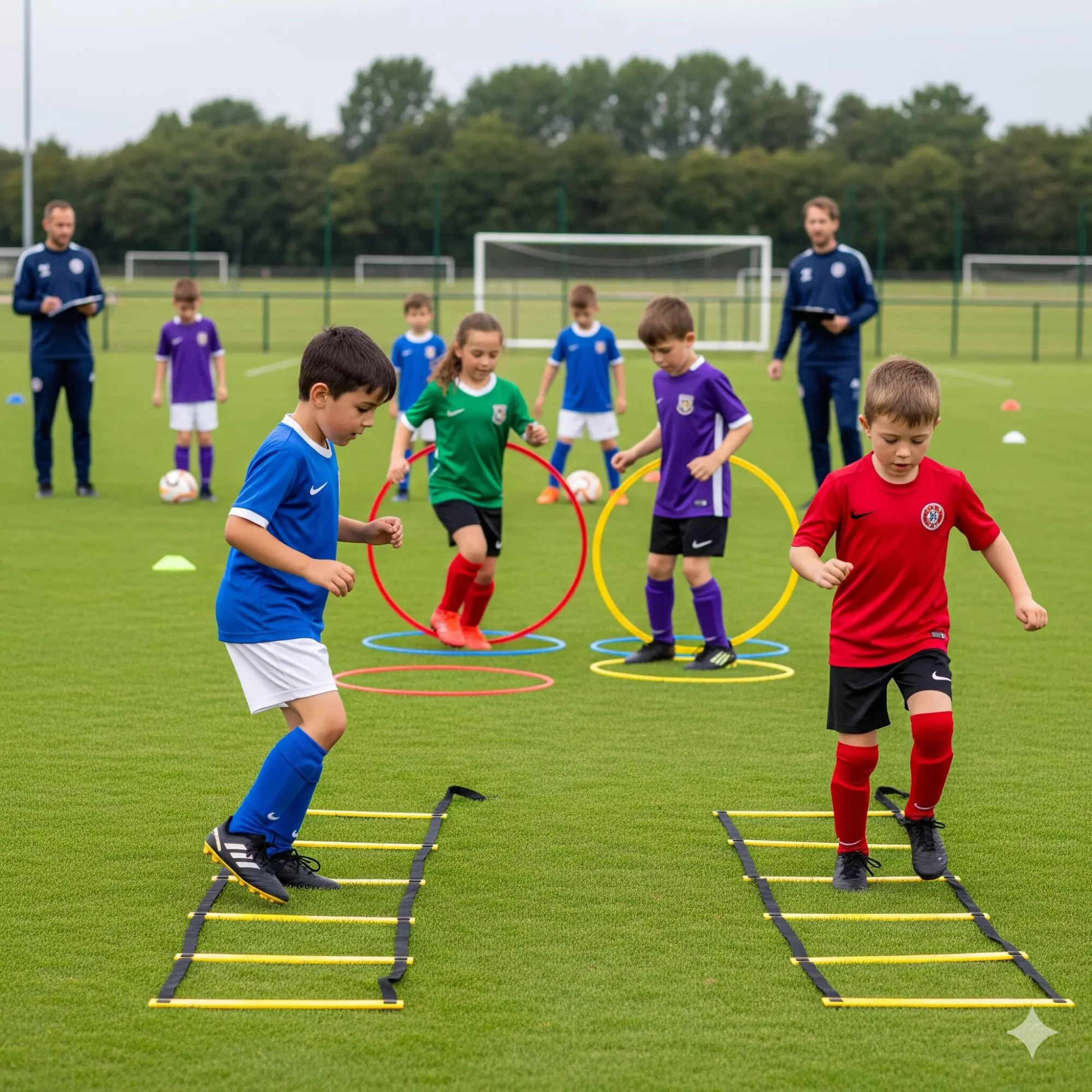 Entraînement U10 : exercice ludique en jeu réduit 3 contre 3 pour développer le collectif et la prise de décision