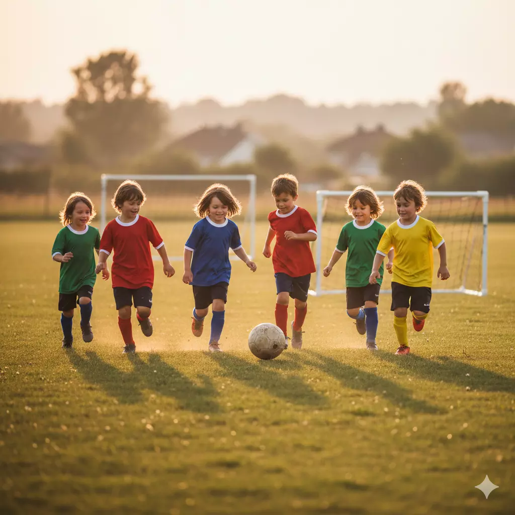 Jeunes joueurs en action sur un terrain, illustration de la progression et du temps de jeu