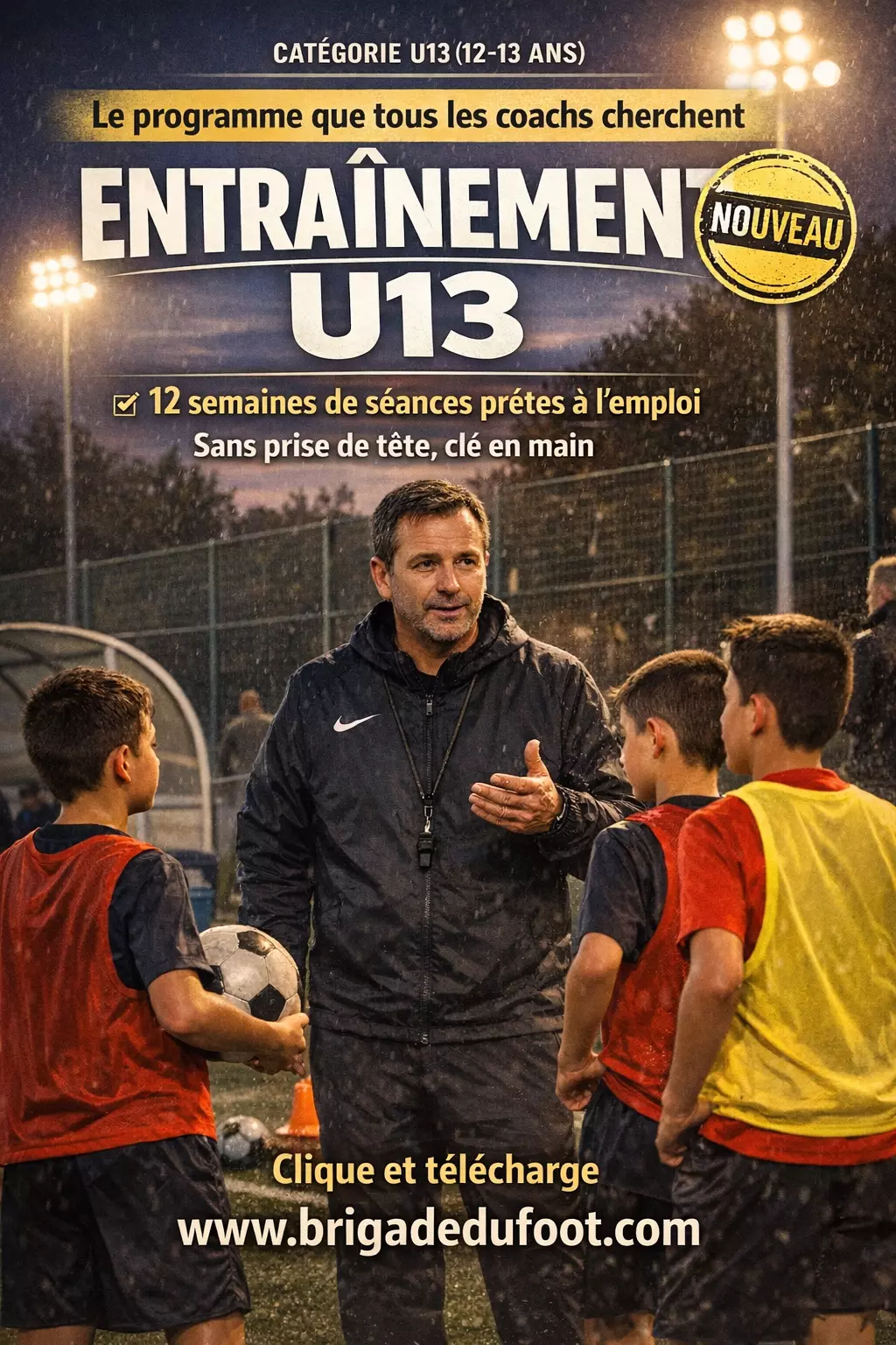 Affiche entraînement U13 : 12 semaines de séances prêtes à l’emploi pour éducateurs de football amateur